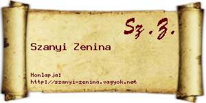 Szanyi Zenina névjegykártya